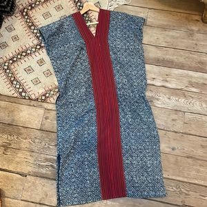 Indigo cotton handmade dress, boho blockprint